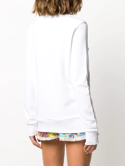 Shop Versace Jeans Couture Paisley Fantasy-print Cotton Sweatshirt In White