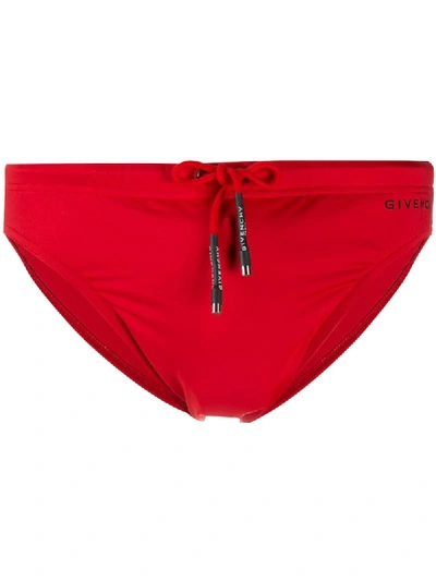 Shop Givenchy Logo-print Swimming Trunks In Red