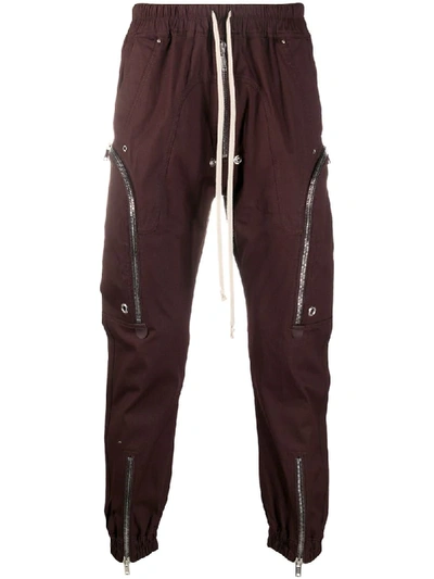 Shop Rick Owens Bauhaus Drawstring Cargo Trousers In Red