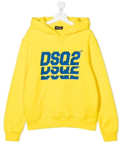 Shop Dsquared2 Yellow Cotton Hoodie