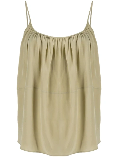 Shop Chloé Pleated Silk Camisole In Green