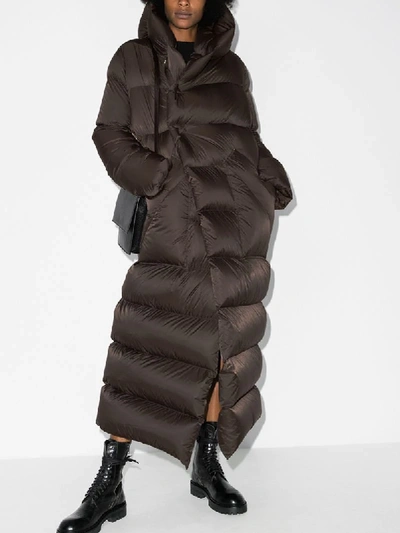 Shop Rick Owens Hooded Maxi Puffer Coat In Grey