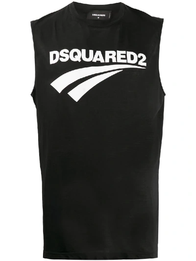 Shop Dsquared2 Logo Print Crew Neck Tank Top In Black