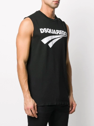 Shop Dsquared2 Logo Print Crew Neck Tank Top In Black