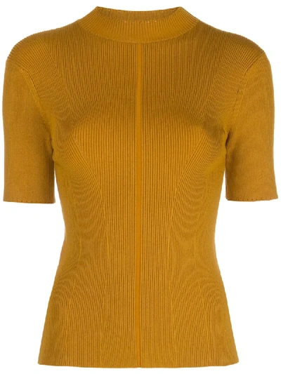 Shop Oscar De La Renta Mock-neck Knitted Top In Yellow