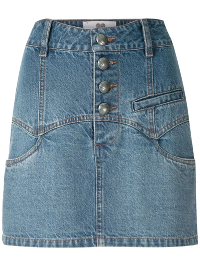 Shop Andrea Bogosian Rotin Denim Skirt In Blue