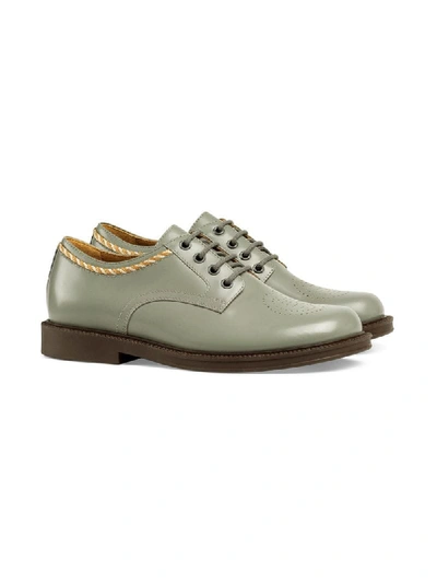 Shop Gucci Interlocking G Lace-up Shoes In Grey