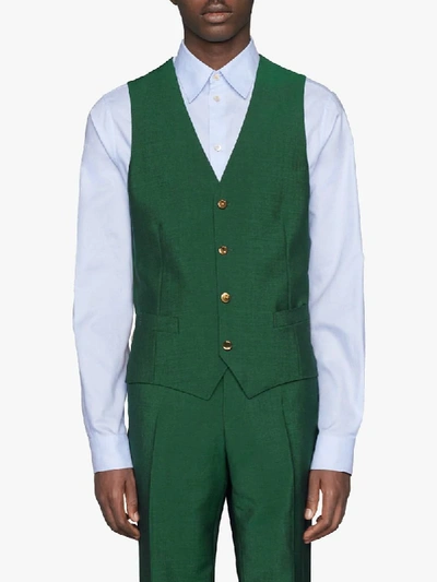 Shop Gucci Button-down Waistcoat In Green