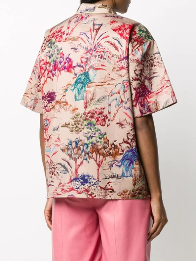 Shop Msgm Graphic Print Short-sleeve Shirt In Neutrals