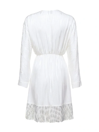 Shop Pinko Stud-embellished Fringe Dress In White