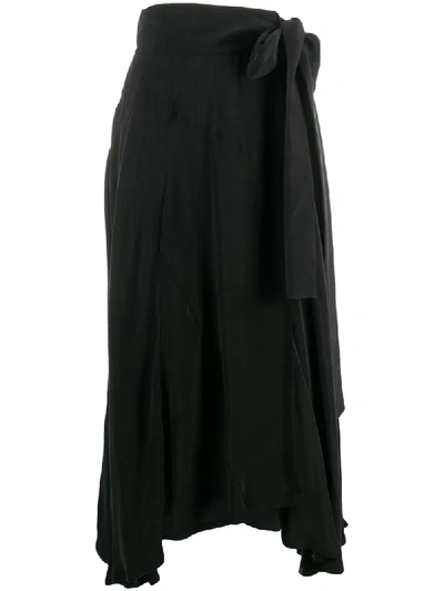 Shop Maison Flaneur Asymmetric Tie Waist Skirt In Black