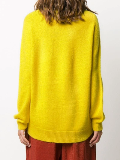Shop Christian Wijnants Slouchy Crew Neck Jumper In Yellow