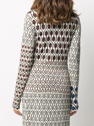 Shop Christian Wijnants Mosaic Pattern High Neck Jumper In White