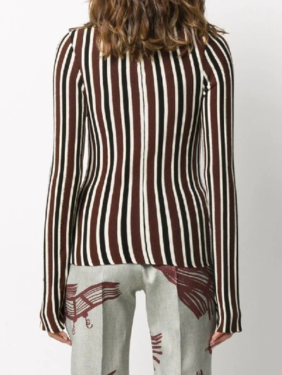 Shop Christian Wijnants Striped Pattern High Neck Jumper In Brown