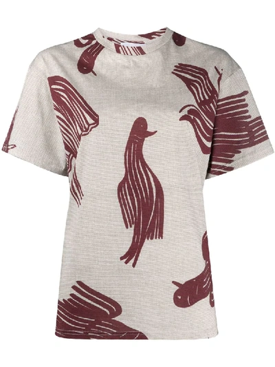 Shop Christian Wijnants Bird Print T-shirt In Neutrals