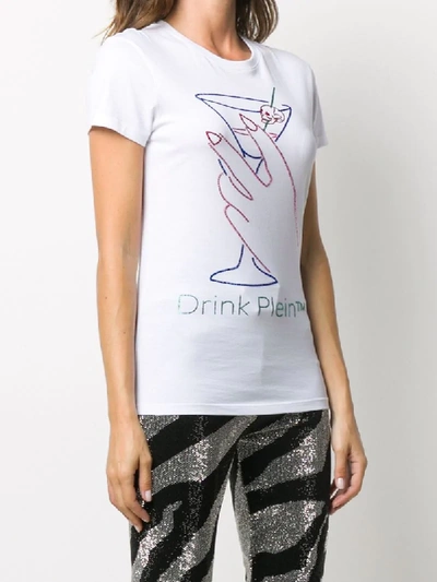 Shop Philipp Plein Neon Drink Rhinestone T-shirt In White