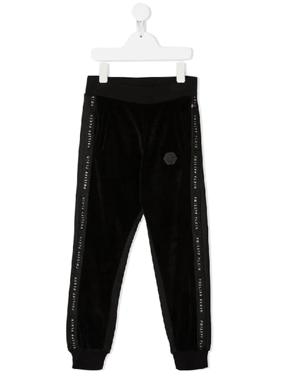 Shop Philipp Plein Junior Logo Track Trousers In Black