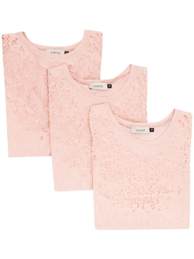 Shop Murmur Distressed Short-sleeve T-shirt In Pink