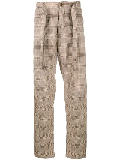 Shop Nanushka Ron Checkered Trousers In Brown