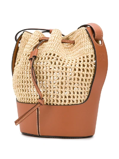 Shop Loewe Balloon Drawstring-fastening Bucket Bag In Brown