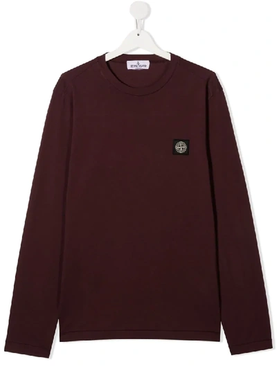 Shop Stone Island Junior Logo Patch Long-sleeve Top In Red
