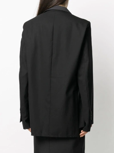 Shop Maison Flaneur Long-sleeved Contrast Lapel Blazer In Black