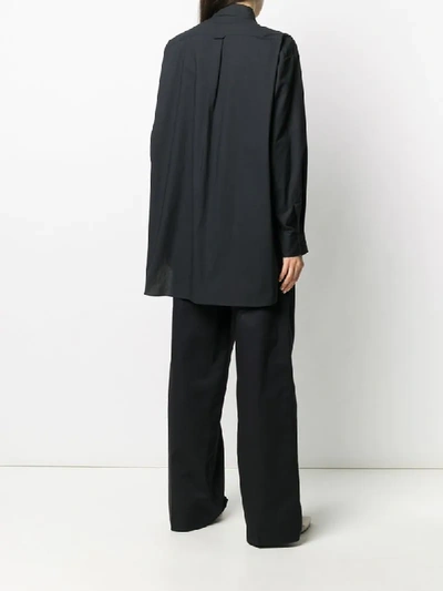Shop Maison Flaneur Long-sleeved Curved Hem Shirt In Black