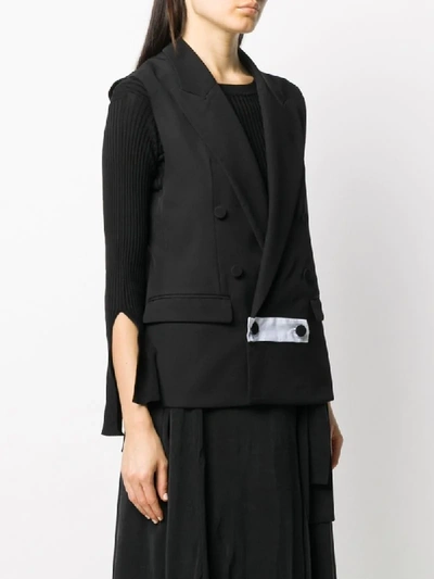 Shop Maison Flaneur Sleeveless Double-breasted Blazer In Black