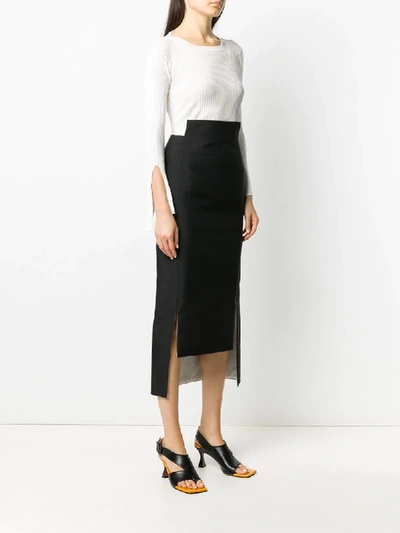 Shop Maison Flaneur Side Slit Pencil Skirt In Black