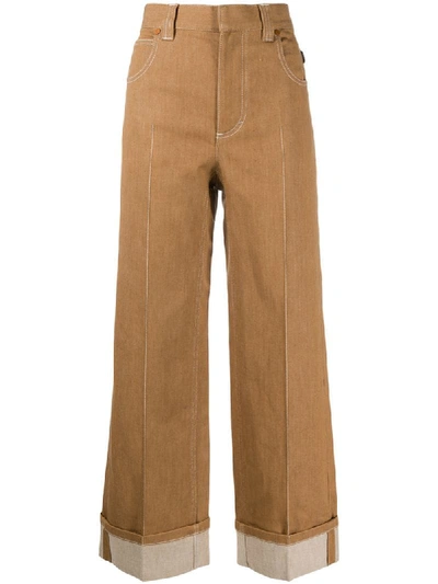 Shop Chloé Wide-leg Trousers In Brown