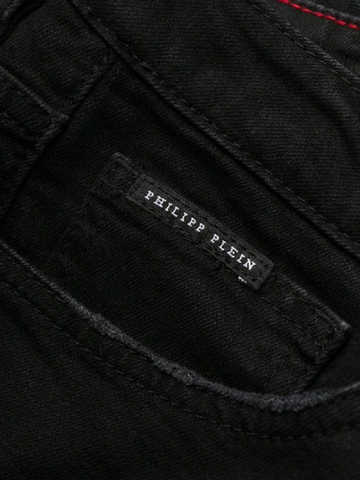 Shop Philipp Plein Logo-print Slim-fit Jeans In Black