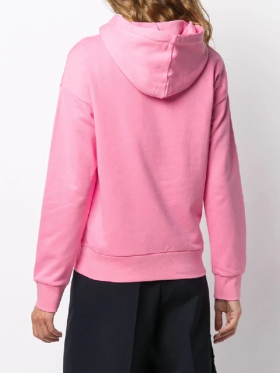 Shop Apc Logo Print Hooded Sweatshirt In Pink