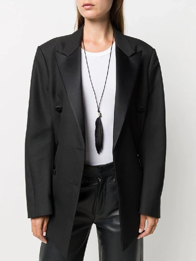 Shop Ann Demeulemeester Feather Pendant Necklace In Black
