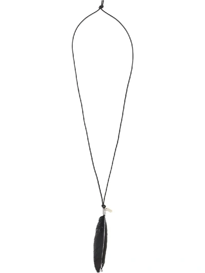 Shop Ann Demeulemeester Feather Pendant Necklace In Black