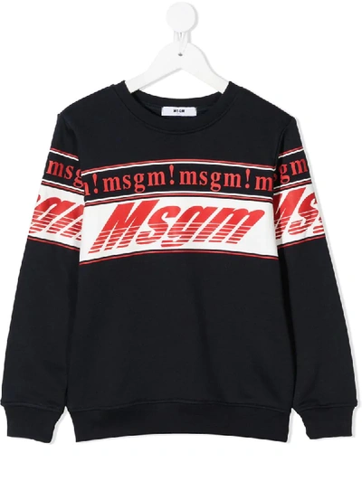 Shop Msgm Logo Motif Print Sweatshirt In Blue