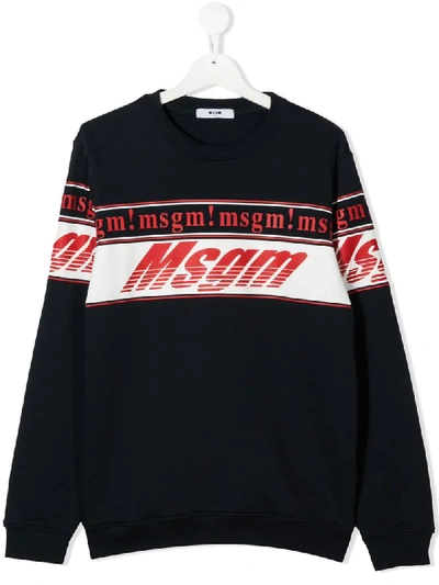 Shop Msgm Logo Motif Print Sweatshirt In Blue