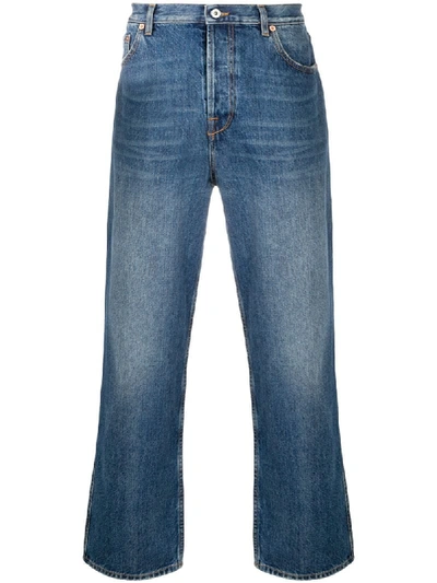 Shop Valentino Vlogo Straight-leg Jeans In Blue