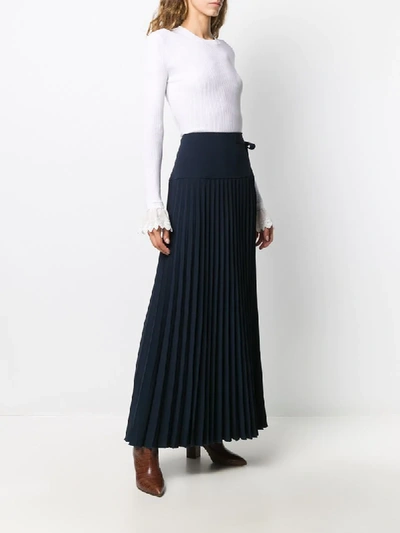 Shop Chloé Pleated Maxi Skirt In Blue