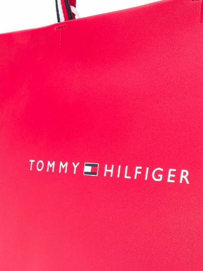 Shop Tommy Hilfiger Logo-print Tote Bag In Red