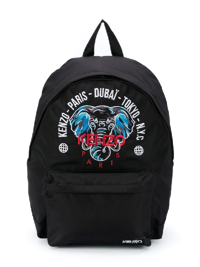 Shop Kenzo Logo Print Backpack In Black