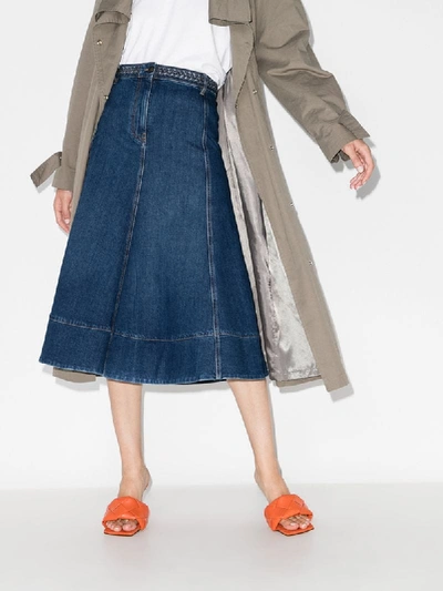 Valentino Flared High-waisted Denim Skirt In Blue