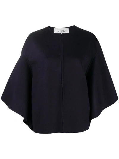 Valentino Open Front Draped Sleeves Jacket In Blue