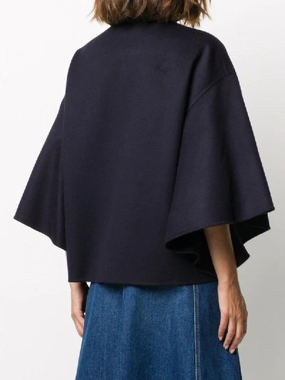 Valentino Open Front Draped Sleeves Jacket In Blue