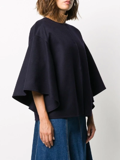 Valentino Open Front Draped Sleeves Jacket In Blue