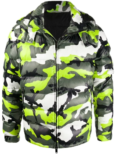 Shop Valentino Camouflage-print Puffer Jacket In Green