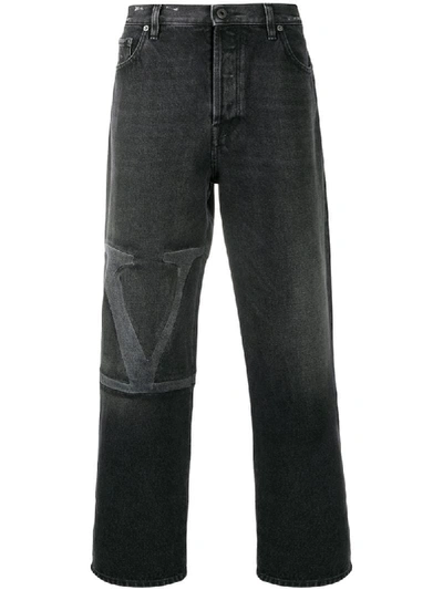 Shop Valentino Gerade Jeans Mit Vlogo In Black