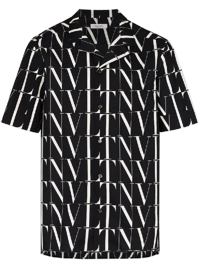 Shop Valentino Vltn Logo Short Sleeve Shirt In Black