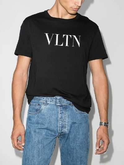 Shop Valentino Vltn Logo T-shirt In Black