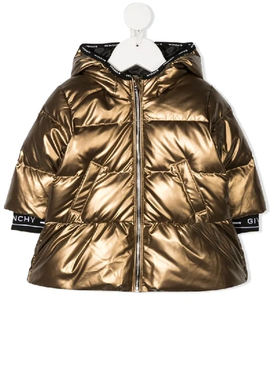 Shop Givenchy Metallic-effect Padded Jacket In Brown