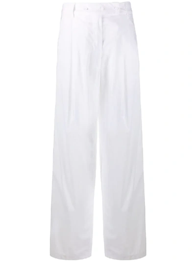 Shop Maison Flaneur High Waist Wide-leg Trousers In White